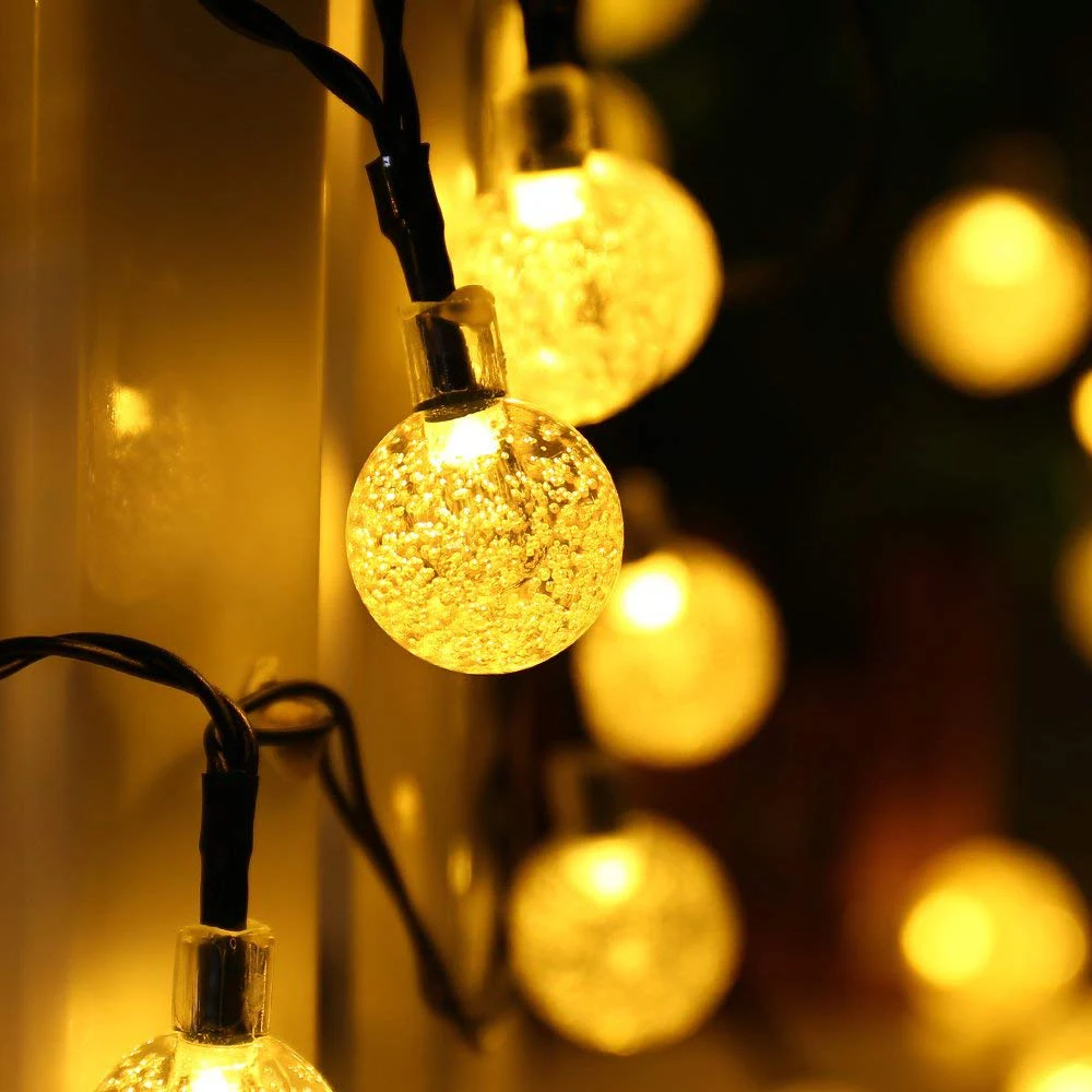 Новая солнечная лампа 5 м 7,5 м 12 м Led хрустальный шарик сказочная гирлянда Рождественский садовый Декор открытый водонепроницаемый светодиодный с солнечной батареей струнная лампа
