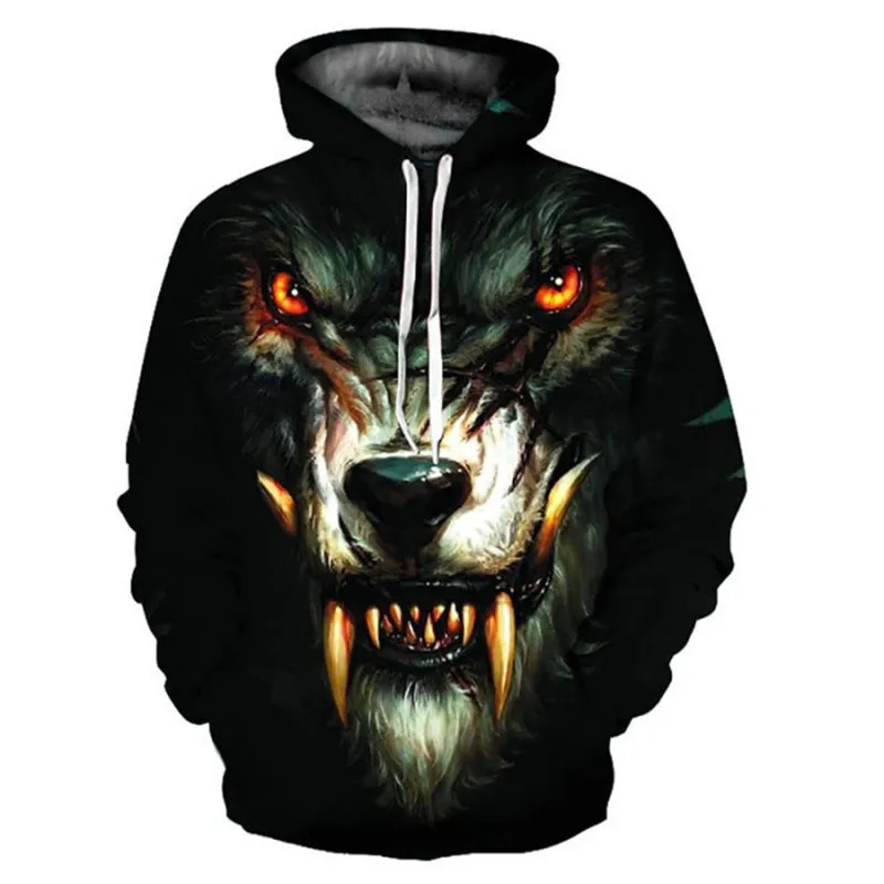 

2021 Spring 3D Animal Print Hoodie Hombres Mujeres Lion Wolf Sudadera con capucha Manga larga Street Wear