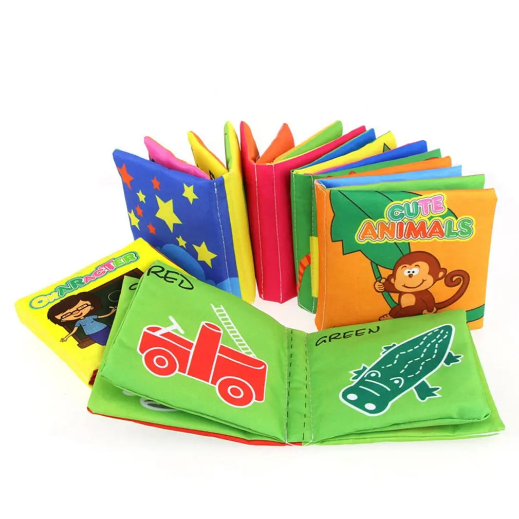Baby Early Education Cognitive Toys Animal Cartoon Word Book Non-Toxic Intelligence Development Toy Soft Cloth Book