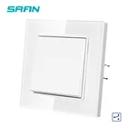 Выключатель SRAN из закаленного стекла, 1 клавиша, 2 канала, 16 А, 250 В, белая панель, 82 мм * 82 мм, настенный выключатель европейского стандарта F610-12W