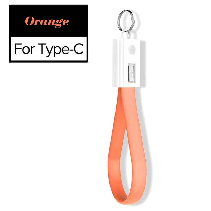 Orange for Type-c Мини брелок USB кабель для huawei samsung Xiaomi Портативный 2A Micro usb type-C USB-C кабель аксессуары портативный зарядный кабель - Цвет: Orange for Type-c