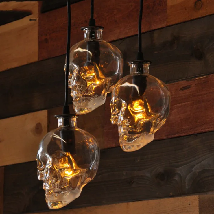7W/21W Retro LED Hanging Lamp Skull Pendant Light Ceiling Fixtures E14 Bulb Coffee Shop