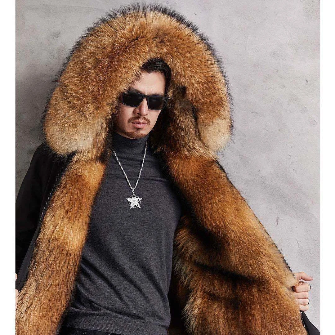 Парка женская зимняя средней длины со съемной подкладкой и искусственным мехом |