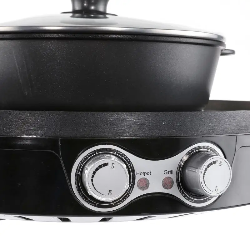 Дешево 2 в 1 2200 Вт многофункциональный домашний электрический гриль для барбекю жареная Горячая кастрюля Бездымная антипригарная электрическая пр...