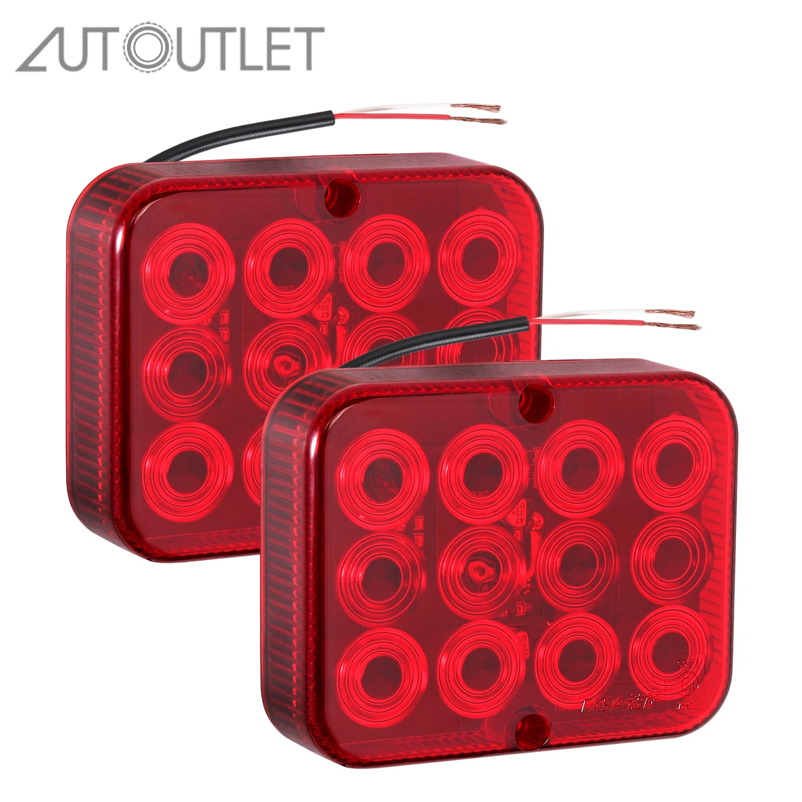 

AUTOUTLET 2PCS 12V/24V 12LED Rear Lights Tail Lamps Fog Trailer Truck Van Caravan E-mark Brake Light for Trailers Trucks Boat