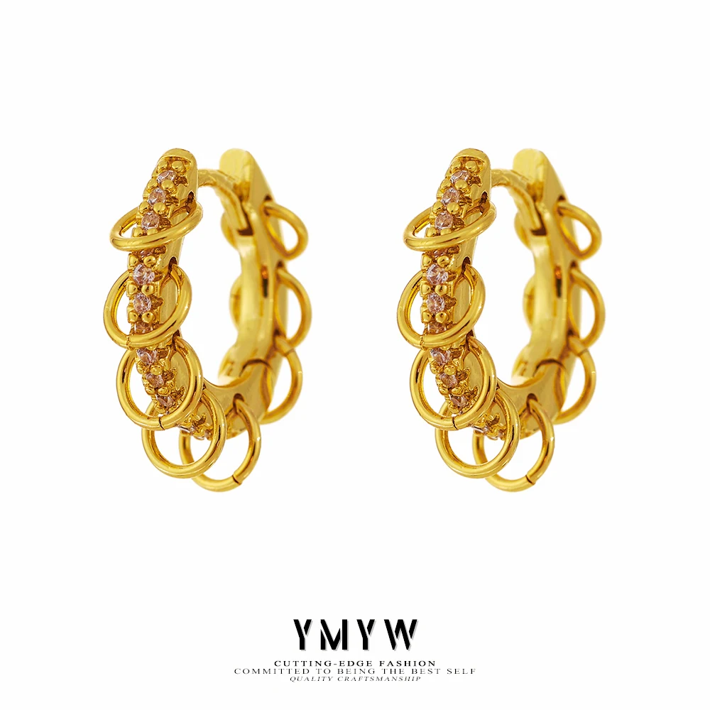 

YMYW New Geometric Hoop Earrings Copper 14 K Plated Women Unusual Earrings Trendy Creative Jewelry сережки необычные 2021