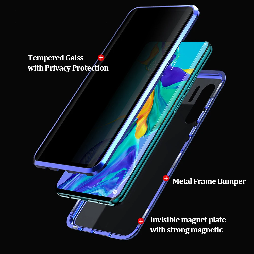 Конфиденциальный Магнитный чехол для телефона для Redmi Note 7 Pro металлический бампер двусторонний закаленное стекло полное покрытие для Xiaomi Мобильный протектор