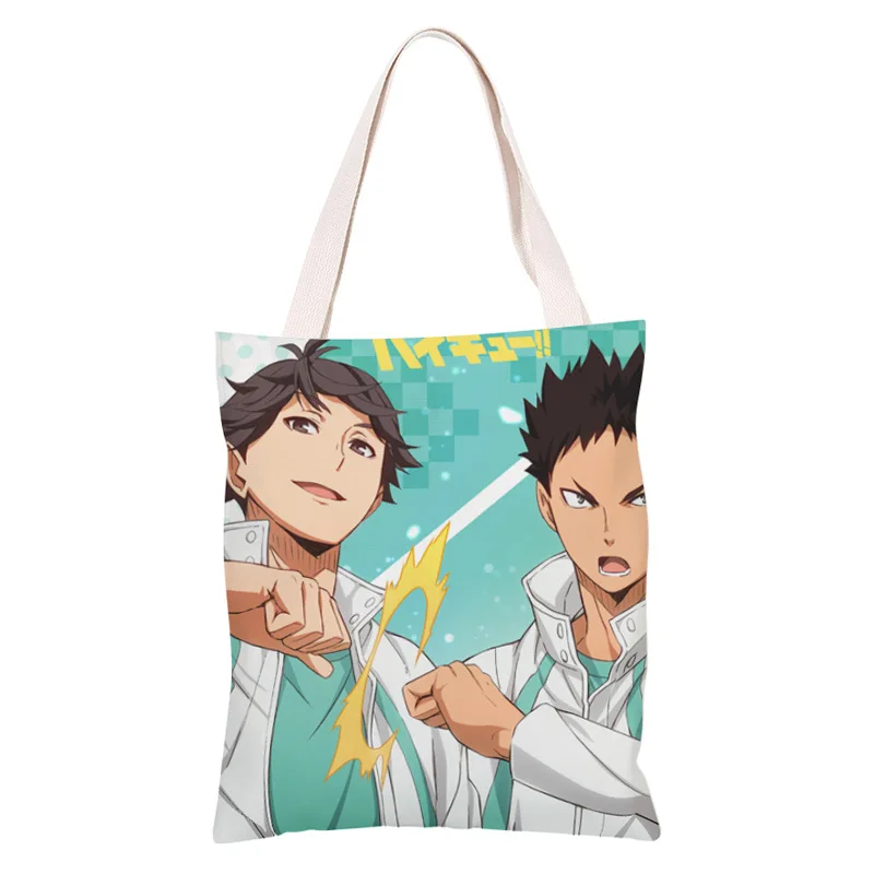 

Japanese Anime Haikyuu Canvas Bag The Single Shoulder Bag Eco Bag Animation Surrounding Shoyo Hinata Tobio Kageyama