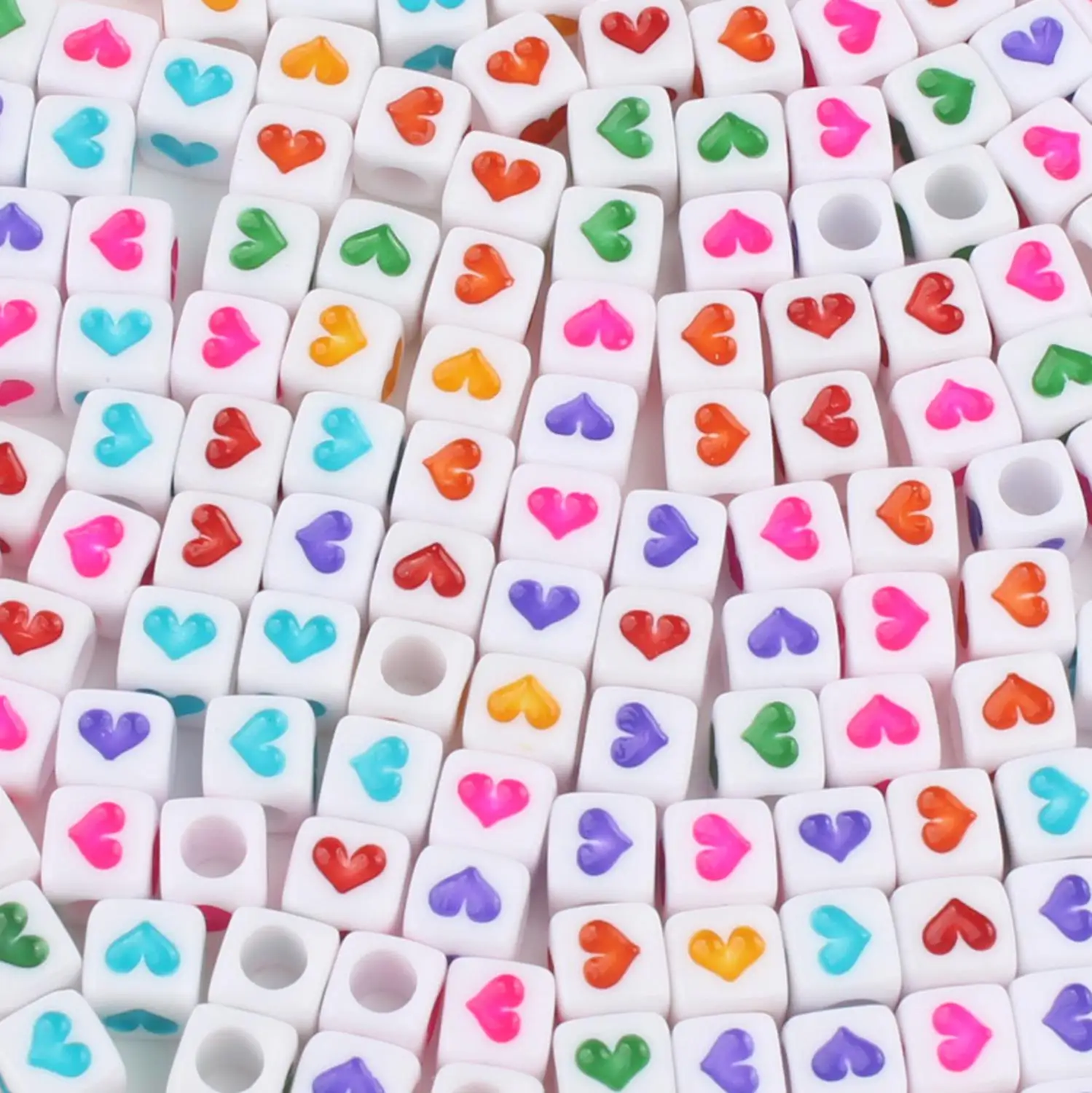 6X6 Топ белого цвета с сердечками и акриловые бусины кубик алфавита Свободные Spacer