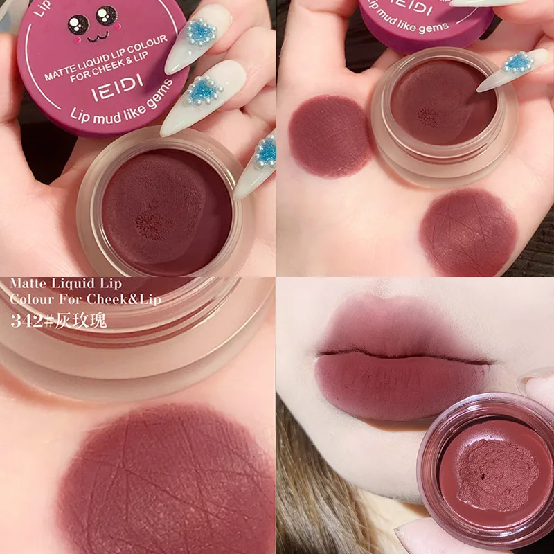 

Lip Mud Velvet Matte Lip Gloss Long-lasting Waterproof Liquid Lipstick Lip and Cheek Dual Use Nude Natural Makeup
