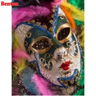 Цветная маска с перьями 5D, алмазная живопись сделай сам, полноразмерная, квадратная, круглая, алмазная вышивка, мозаика, Карнавальная, Подарочная картина Стразы