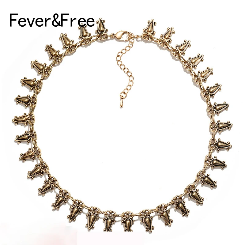 Античное серебряное и золотое ожерелье Fever & Free этнический сплав в форме капли