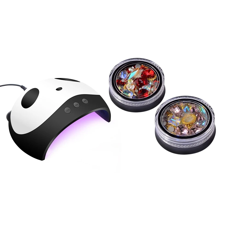 2 коробки 3D украшения для ногтей в форме наконечника прозрачный кристалл AB и 1x36 Вт