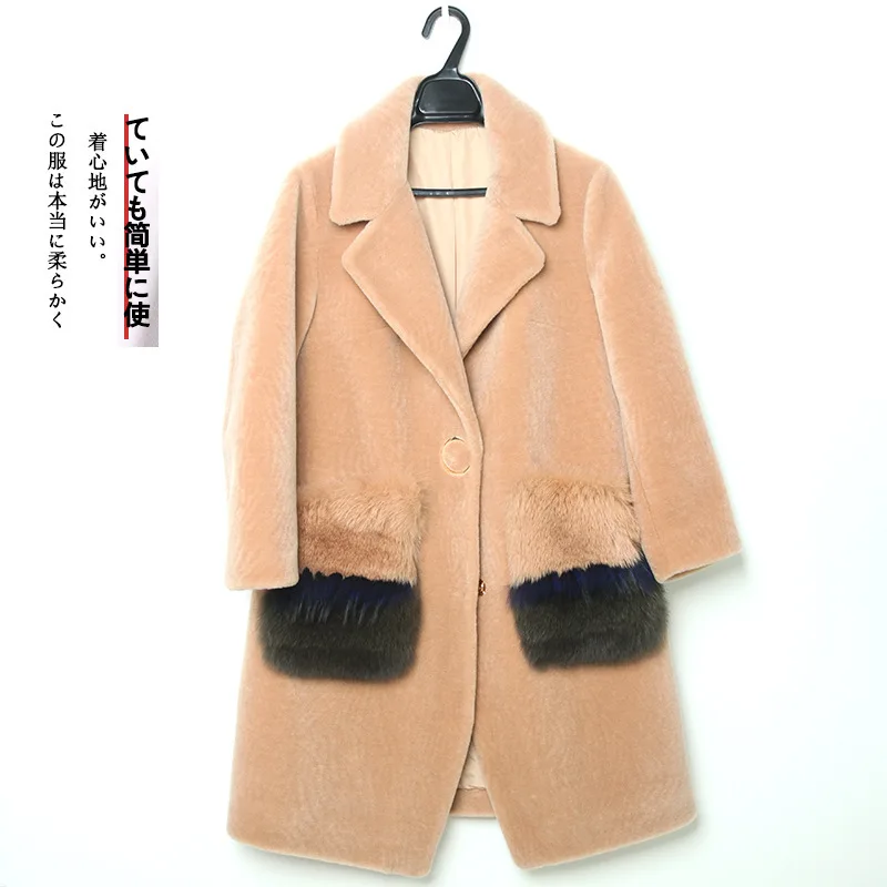 Женская шерстяная куртка с карманами винтажная уличная из 100%-ной шерсти в