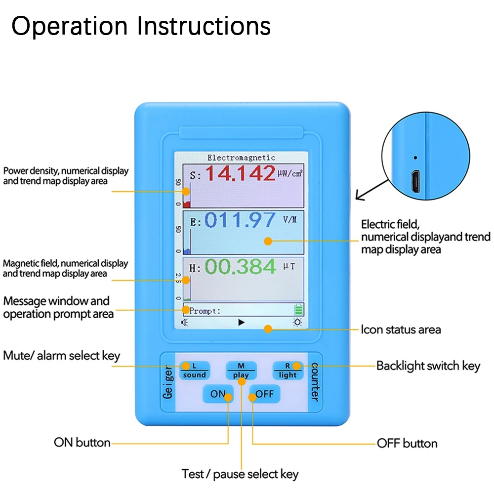 BR-9A Portable Electromagnetic Radiation Detector EMF Meter High Accuracy Professional Dosimeter Monitor Tester | Инструменты