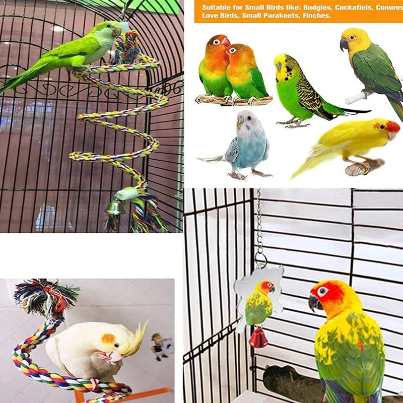 Bird Toys Parrot Chewing Cage Accessories Newly Upgraded Rope Bungee for Small Parakeets | Дом и сад