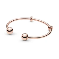 925 sterling silver rose gold charm open bangle bracelet love at first sight wear fashionable for womens jewelry fit pandora