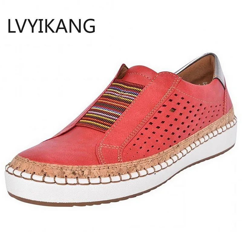 Женские кроссовки на плоской подошве из искусственной кожи дышащая