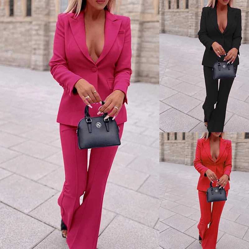 

Plus Size Suit Blazers Pant Spring Autumn Women 2022 New Korean Style Elegant Trousers Business Office Lady Slim 2-Pieces Suits