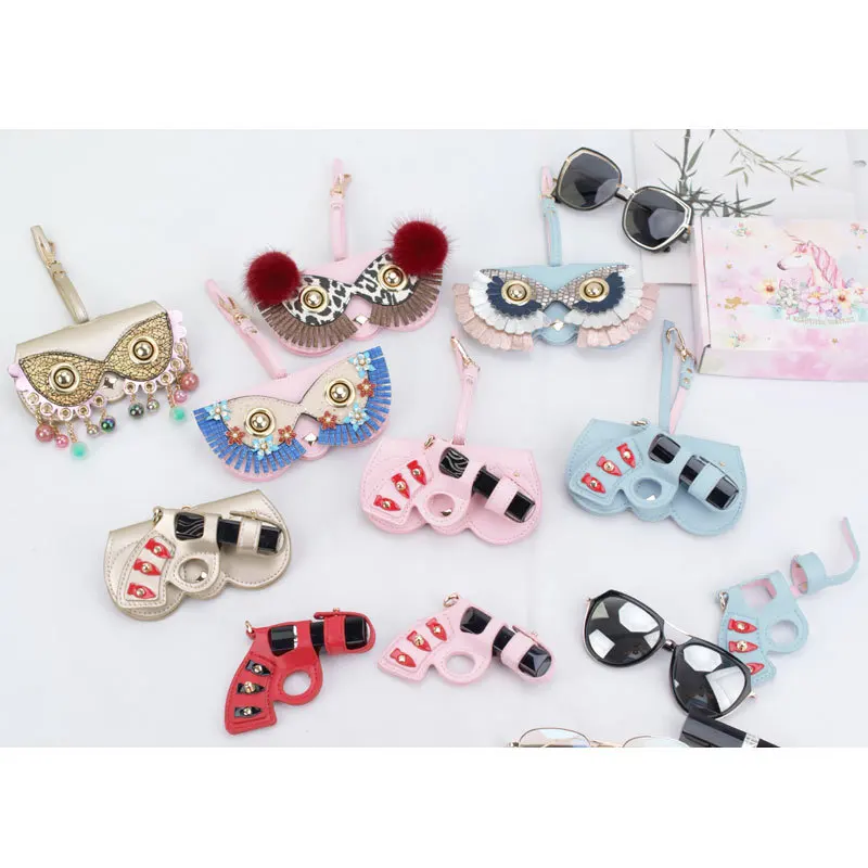 2020 кожаные чехлы для очков милые Мультяшные маски съемные солнцезащитные очки