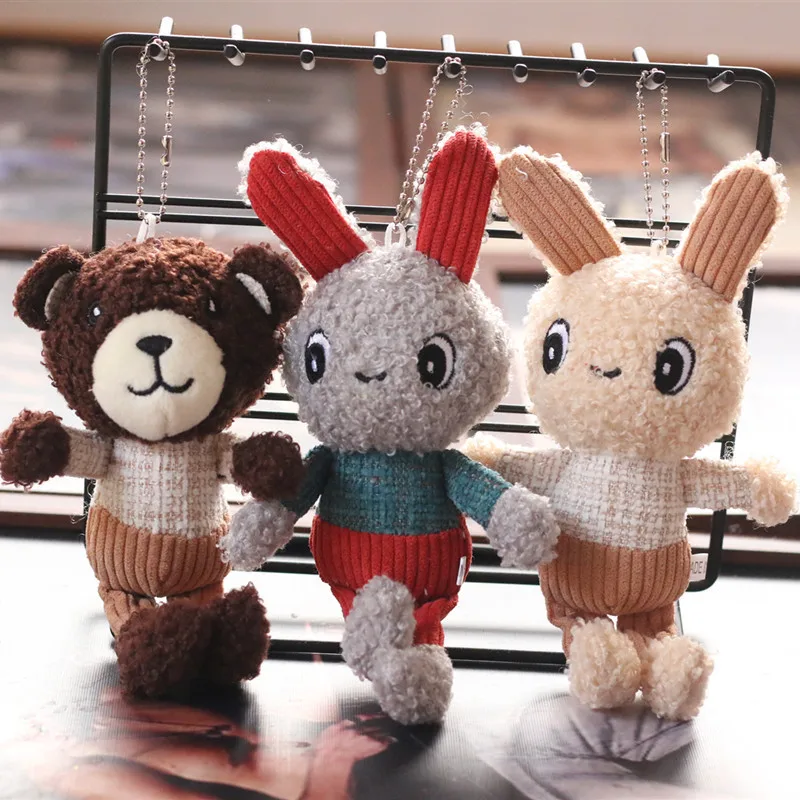 

good quality Exquisite new lifelike cute fevarite 15cm plush soft bear rabbit Bag decoration pendant Keychain kids lovely gift