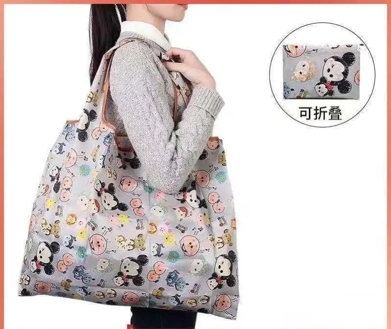 

Factory offer large collapsible nylon utility shopping tote bag with Leaf series