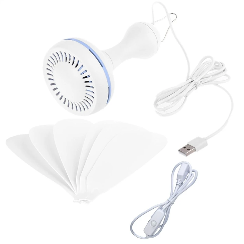 

Silent 6 Leaves USB Powered Canopy Ceiling Fan with On Off Switch One Speed Hanging Fan for Outdoor Camping Home Bed Tent