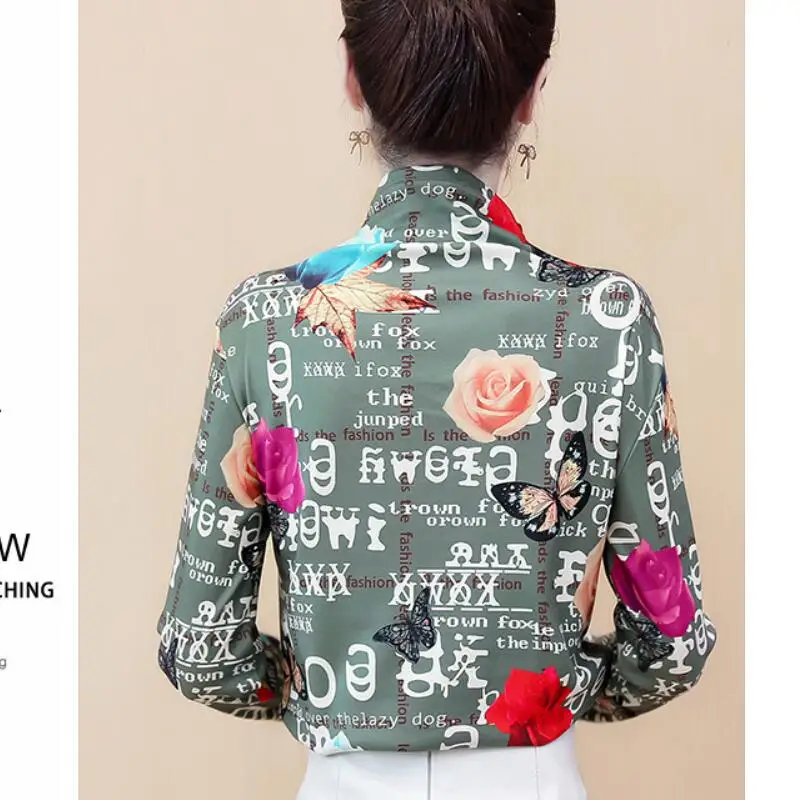 

Long Sleeve Turtleneck Women Blouses Fashion Print Korean Slim Blouse Women Shirts Plus Size Office Women Tops Blusas Mujer