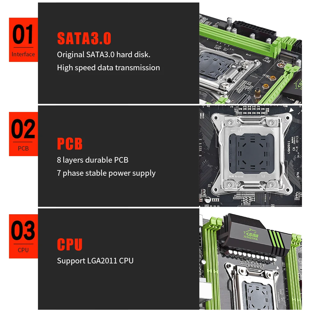 Jingsha X79 материнская плата M.2 высокоскоростной E5 LGA2011 V2 процессор DDR3 64 Гб материнская плата PCI-E3.0 NVME ATX