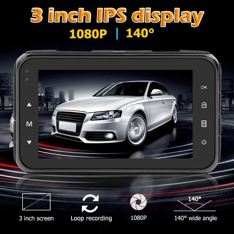 Автомобильный видеорегистратор X7 Full HD 1080p 3 дюйма NTK96658 IMX1243 12 МП с камерой 1080P ПК