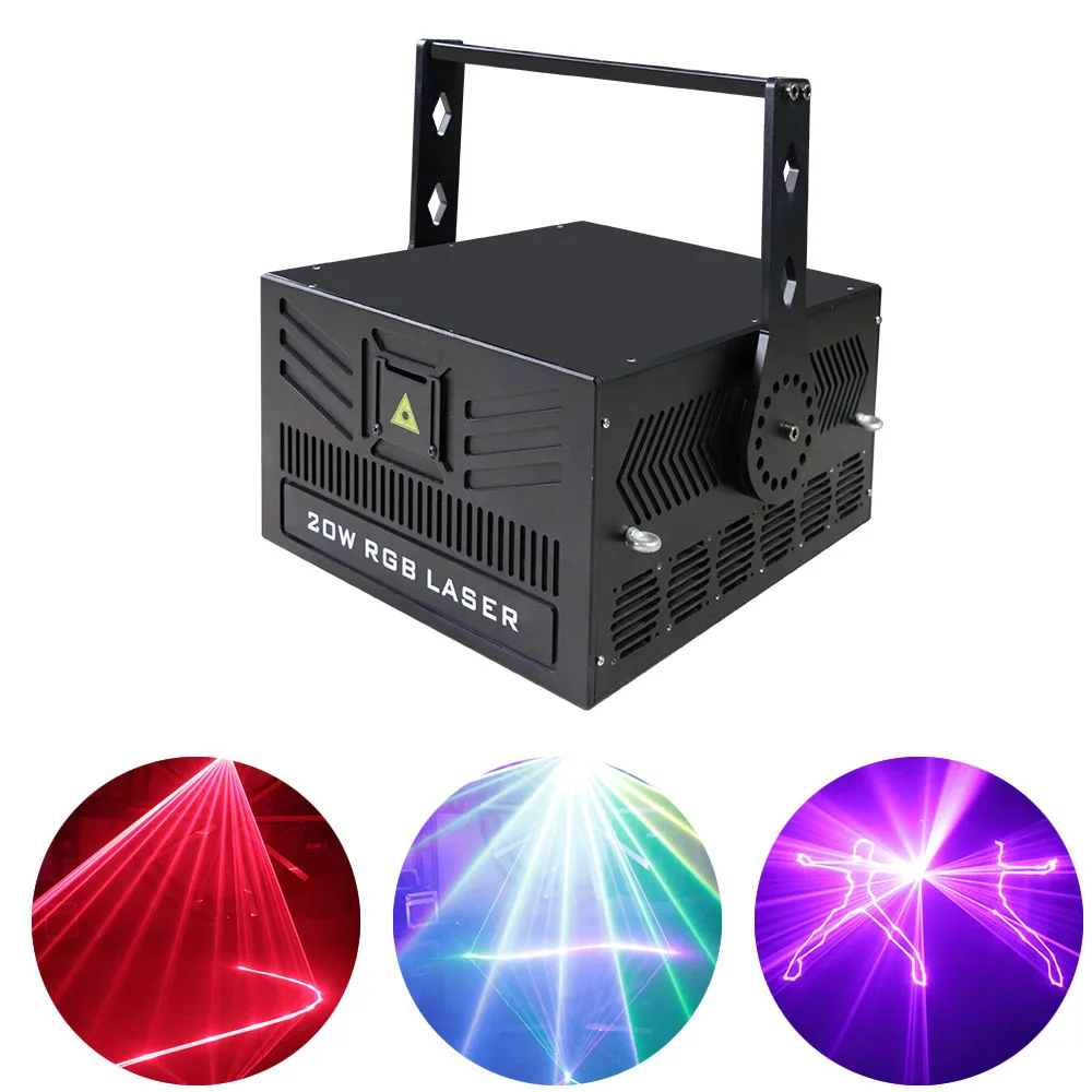20W ILDA 30Kpps RGB Laser Light DMX512 Control DJ Disco Stage Laser Scanner Music Effect indoor Laser Projector Bar Light Party