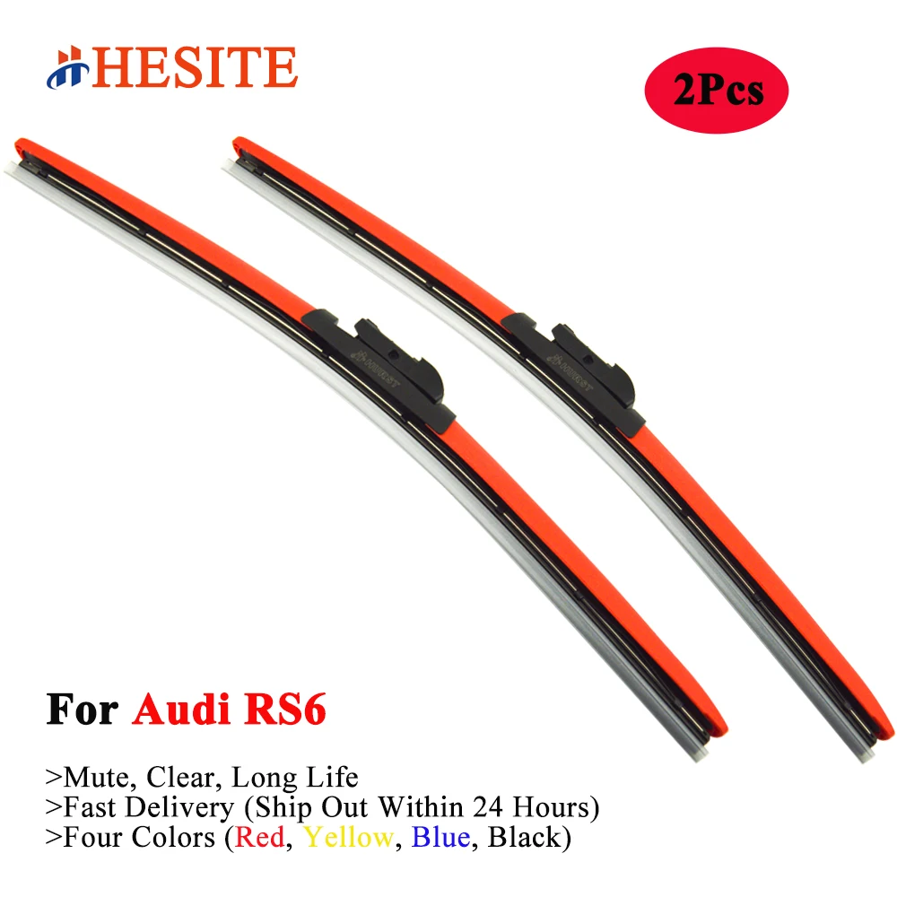 

HESITE Colorful Wiper Blades For Audi RS6 C5 C6 C7 C8 Coupe Hatchabck Wagon Avant 0-60 HP 2020 2021 Red Blue Black Hybrid Wipers