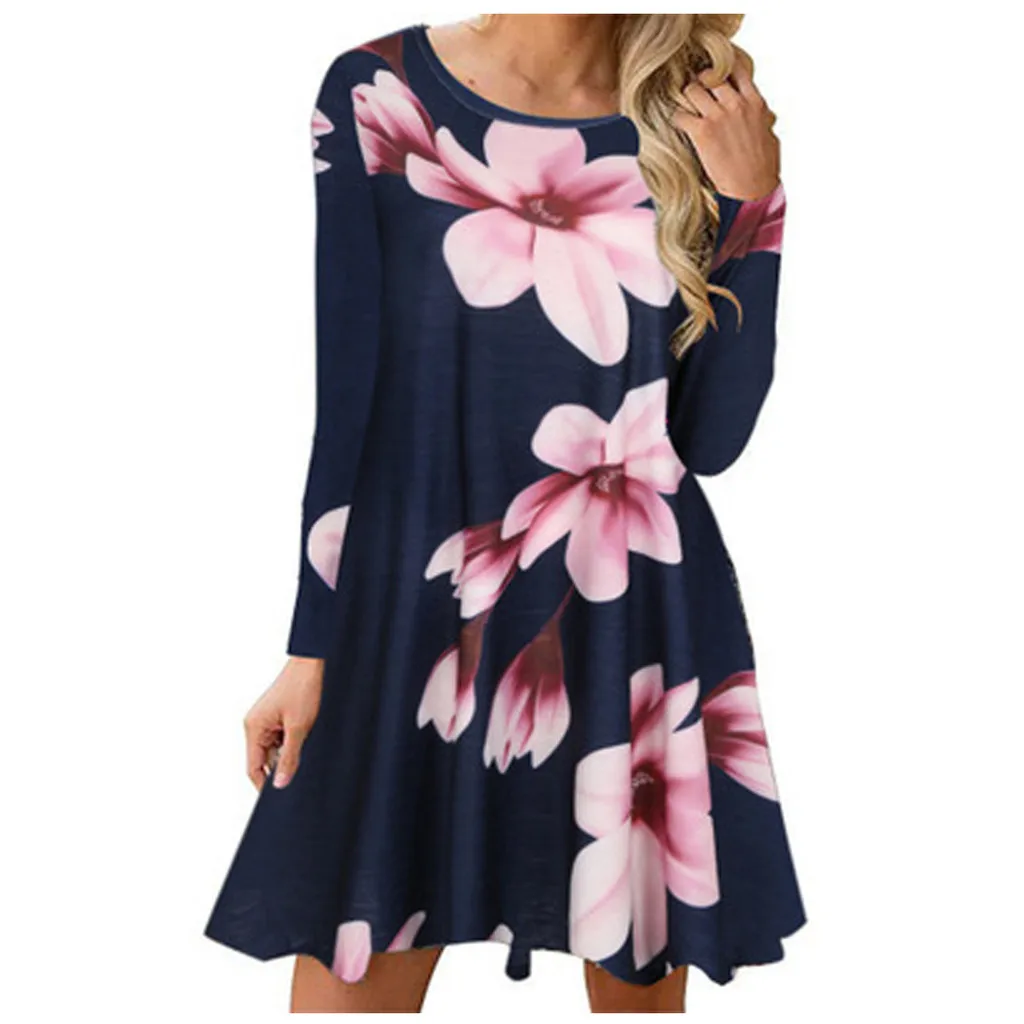 Женское платье с двухслойной печатью модное Осень-зима 2019 повседневное