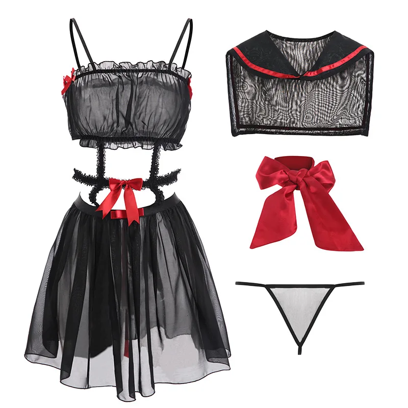 

Sexy Lingerie Set Japanese School Girl Costume Student Uniform Underwear Navy Sailor Maid Cosplay Lolita Cute Anime Costumes
