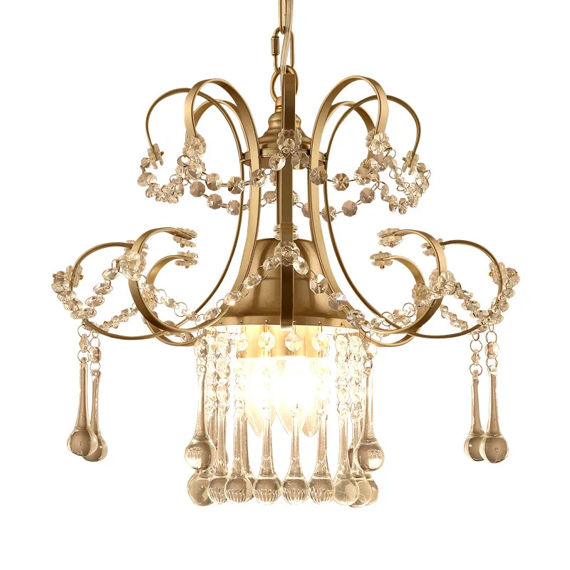 

Simple crystal chandelier single head bedroom aisle balcony entrance crystal small hanging lamps, E27, white/gold Dia WF1027