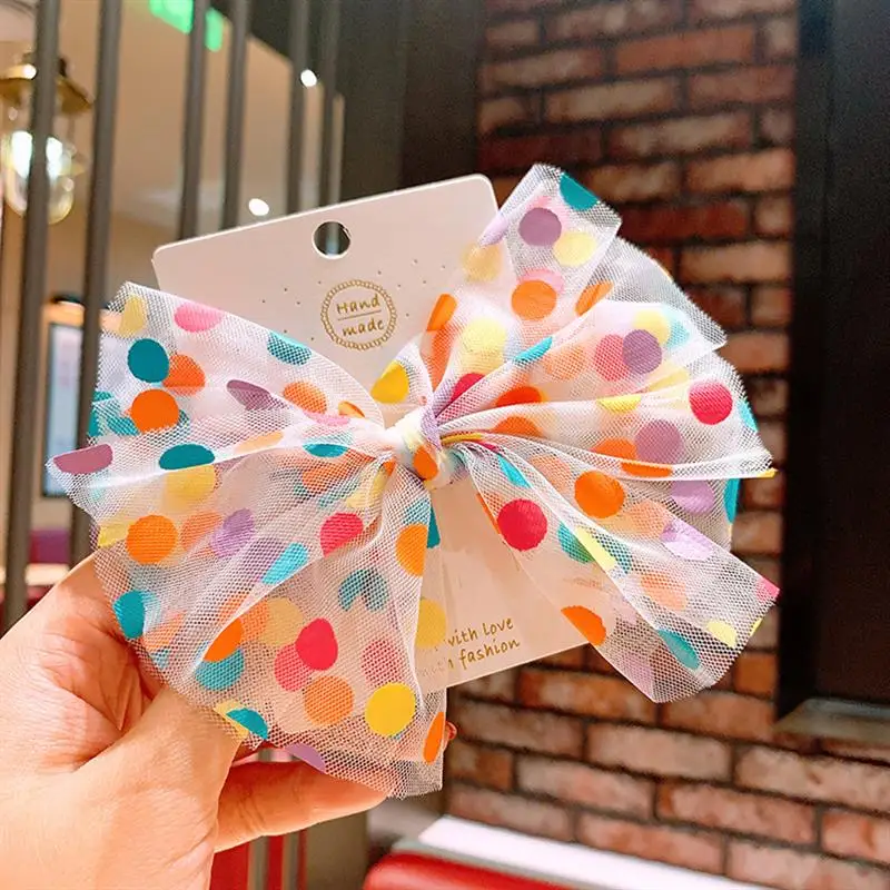 1 шт. детская сетчатая пряжа с большим бантом заколка для волос милым волнистым