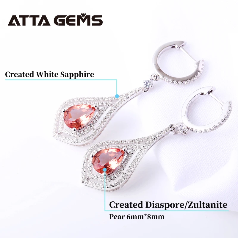 Sultanite Sterling Silver Drop Earring for Women Classic Style Created Diaspore Color Change Stone S925 Wedding Jewelry Design | Украшения