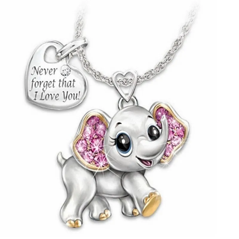 Изысканное модное креативное милое ожерелье в виде слона форме сердца