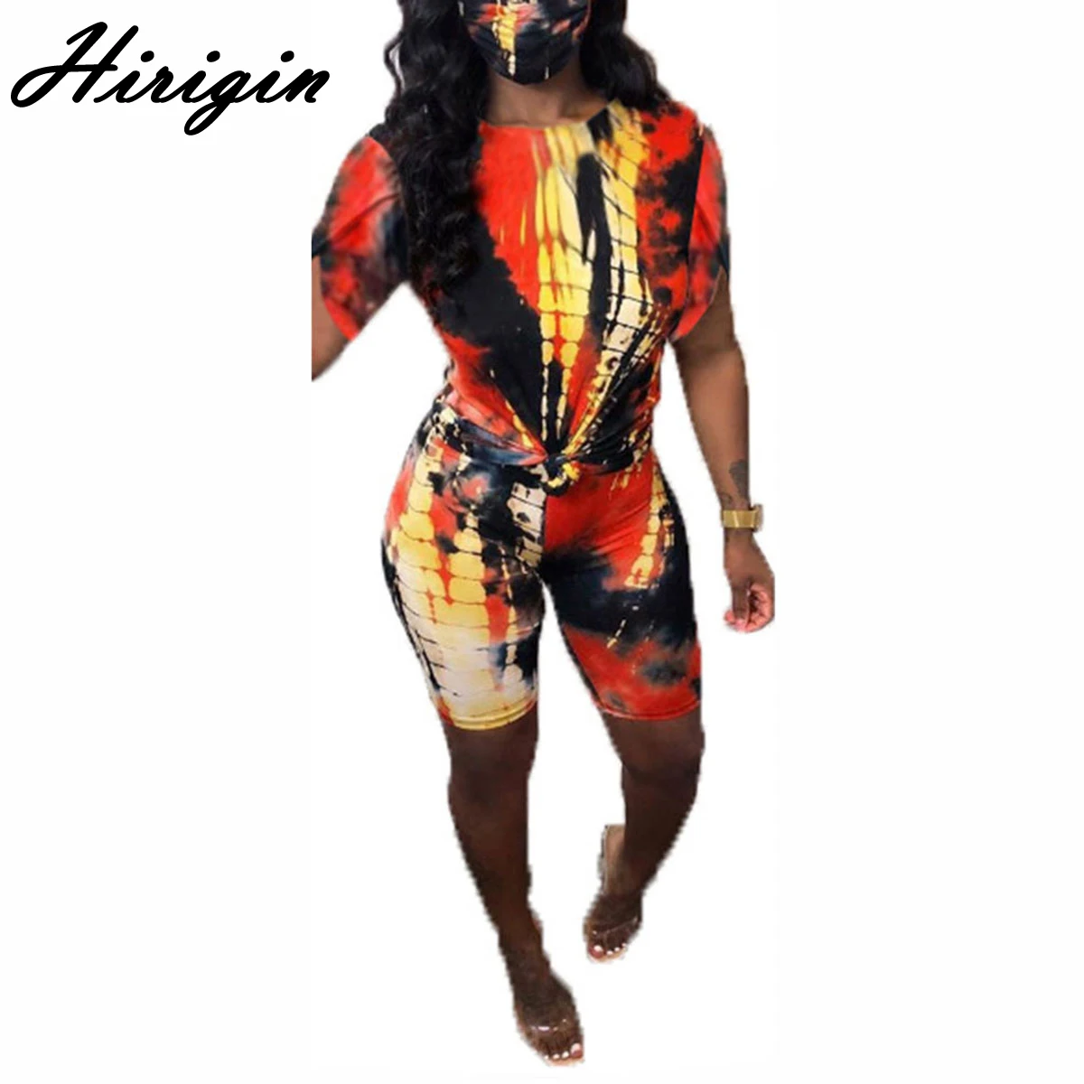 Модный летний женский костюм с растительным геометрическим принтом топ коротким