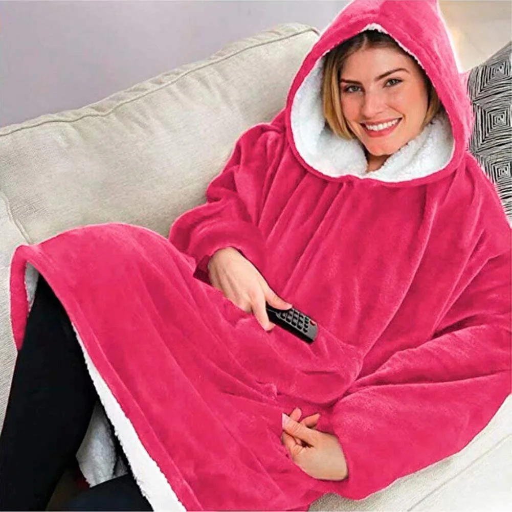 

Hoodies Sweatshirt Women Winter Hoodies Fleece Giant Pullover TV Blanket With Sleeves Pullover Oversize Women Hoody