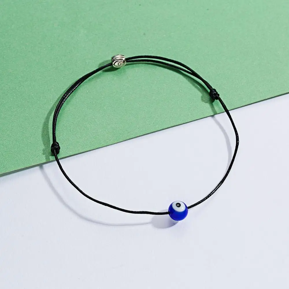Круглый стеклянный синий кулон от сглаза 5 цветов плетеный веревочный браслет