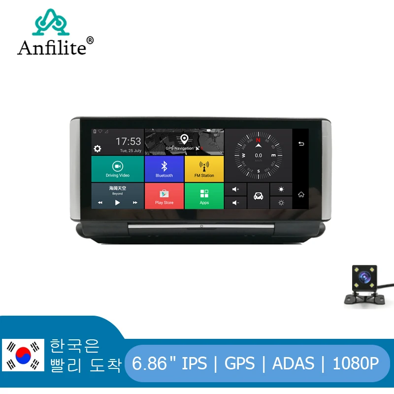 Автомобильный видеорегистратор Anfilite 6 86 дюйма 4G ADAS Wi Fi Android 5 1 DDR ГБ 16 Full hd 1080P gps