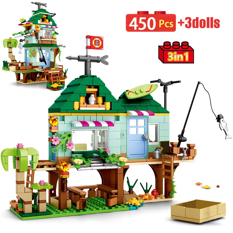 

City Island Street View 1 Change 3 Sea View Room Cabin Architecture Building Blocks Seaside House Bricks Toys For Children Gifts