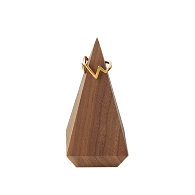 

Natural Wood Cone Rings Holder Jewelry Display Stand Organizer Finger Ring Storage Rack