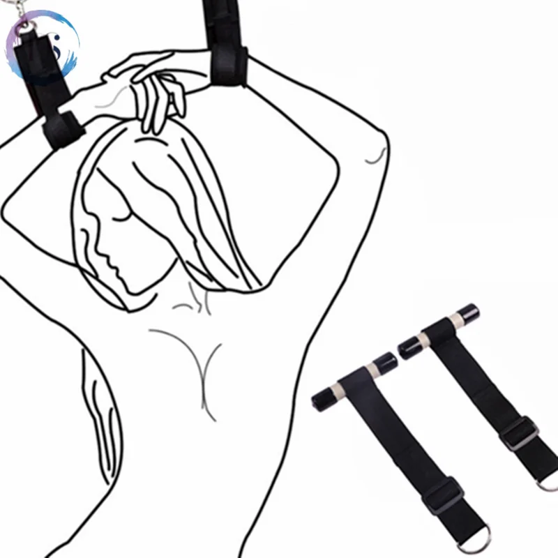 Секс игры для пар наручники на дверь черные вязаные кандалы секса обвязочная