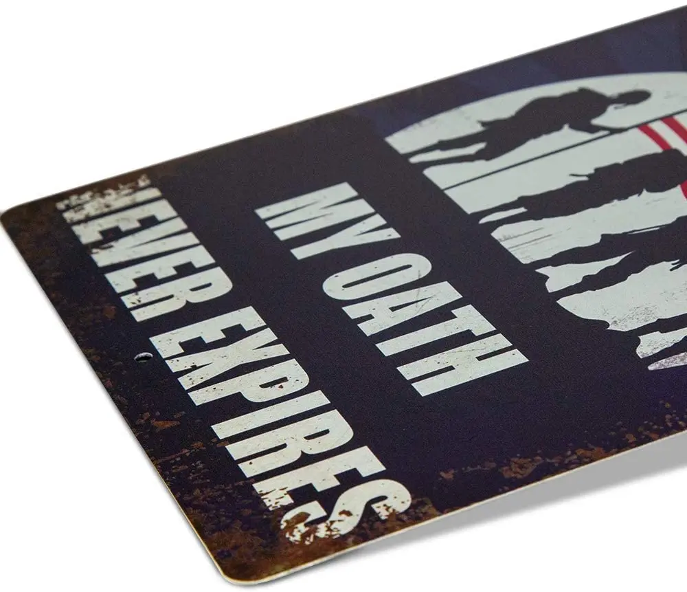 

Putuo Decor Veteran Oath Metal Tin Sign 12 x 8 Inches Man Cave Bar Military Decor