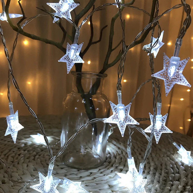10 м 100LED 220 В Рождество Снежинка Звездный шар Гирлянды 6 м 40LED Батарея Вспышка Фея легкие гирлянды для свадьбы декор