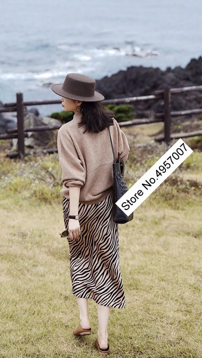 Elfbop женские 100% шелк Зебра Юбка-миди с принтом-для женщин/женская обувь высокого