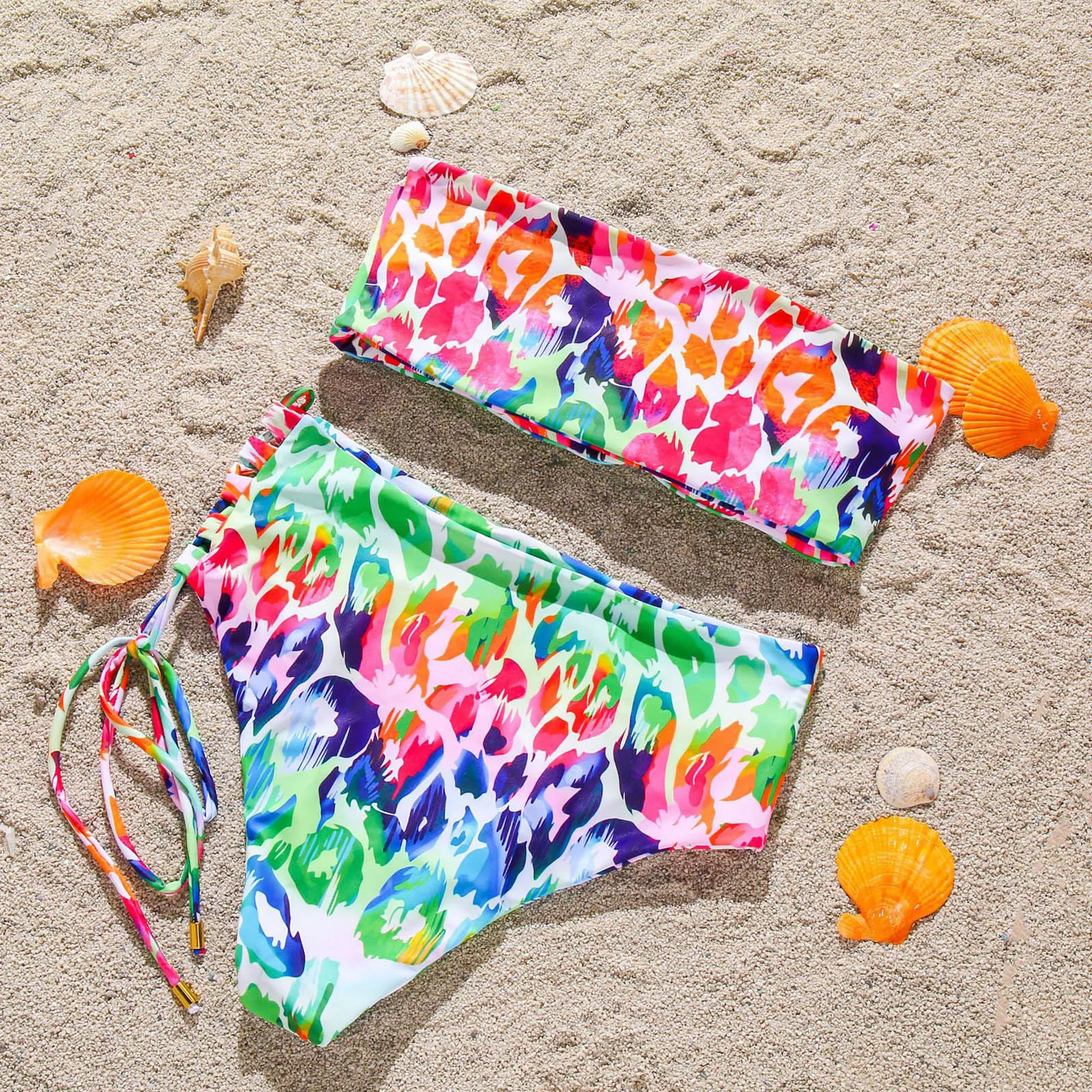 

Bikini Women Bandeau Bandage Bikini Set Push-up Brazilian Swimwear Beachwear Swimsuitmaillot De Bain Sexy
