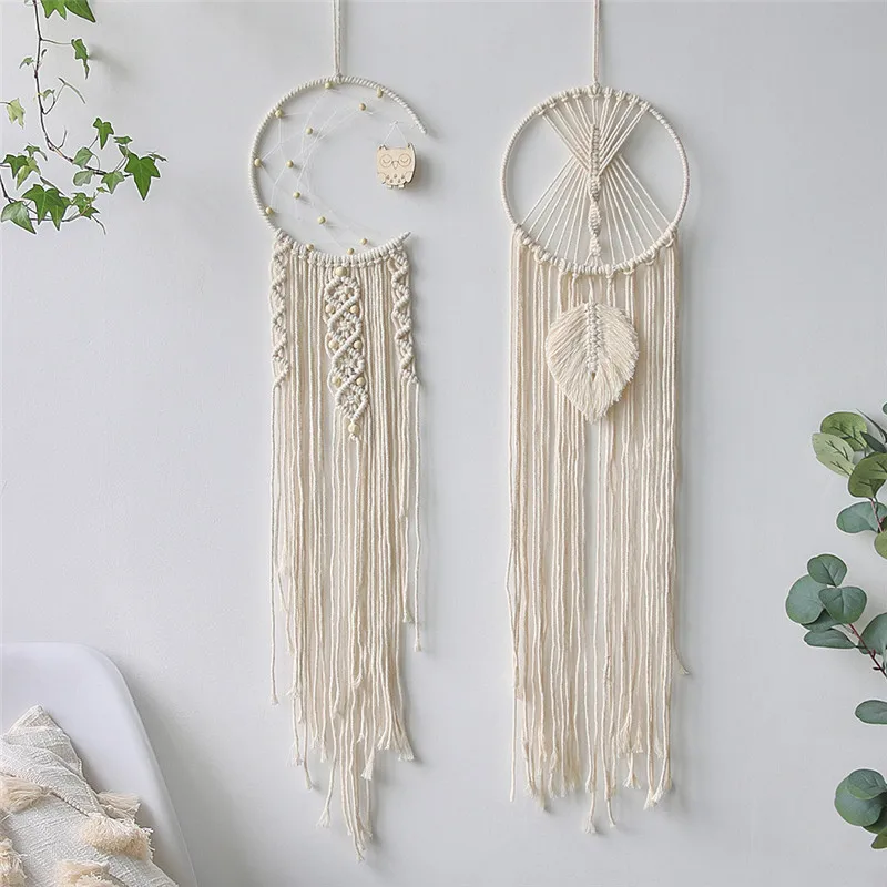

Hand-woven Dream Catcher Pendant Home Decoration Moon Stars Owl Hanging Ornament Creative Simple Style Room Bedroom Tapestry
